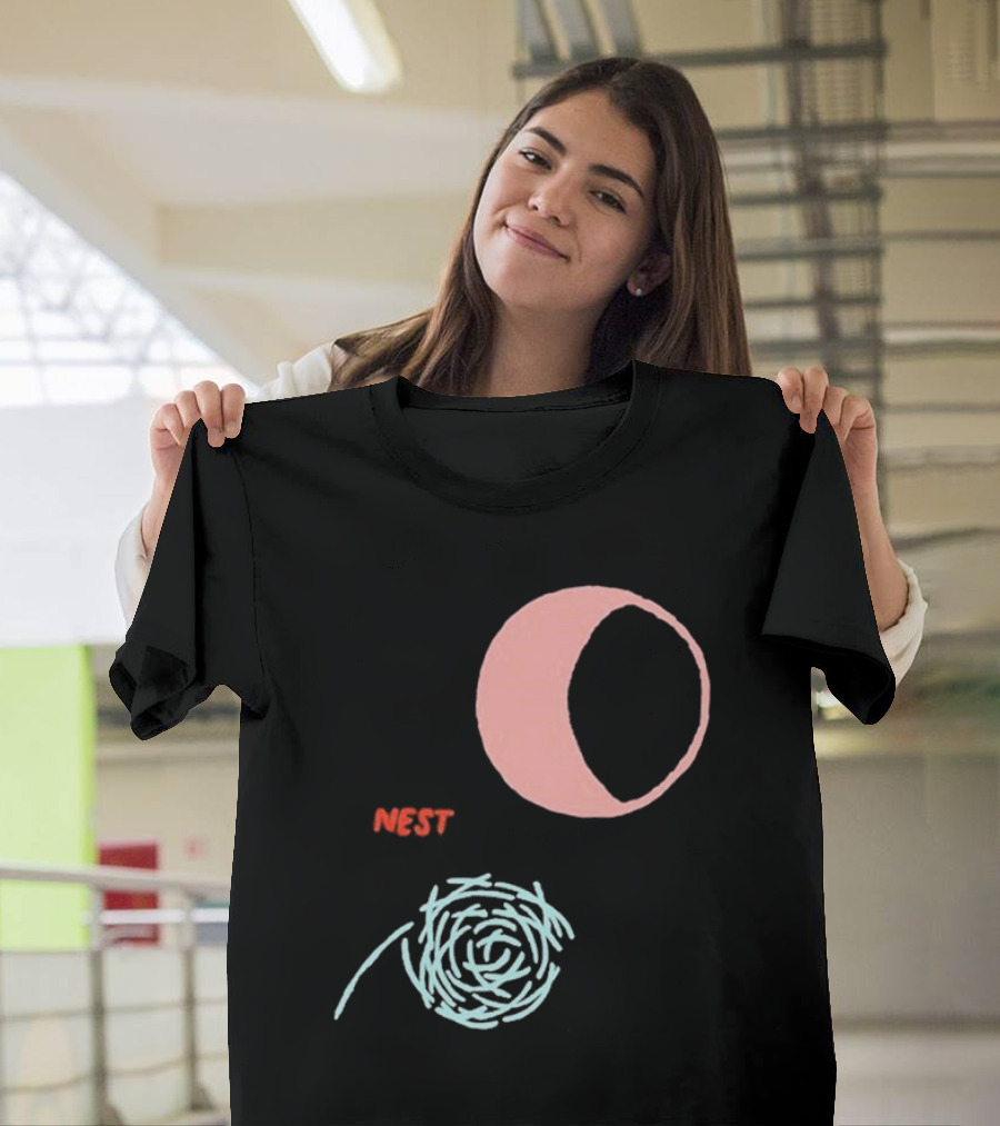 Nest And Moon Phases In Minimalist T-Shirt
