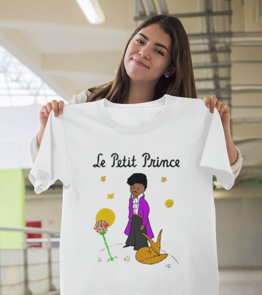 Le Petit Prince Purple Coat Fox And Rose Stars T-Shirt