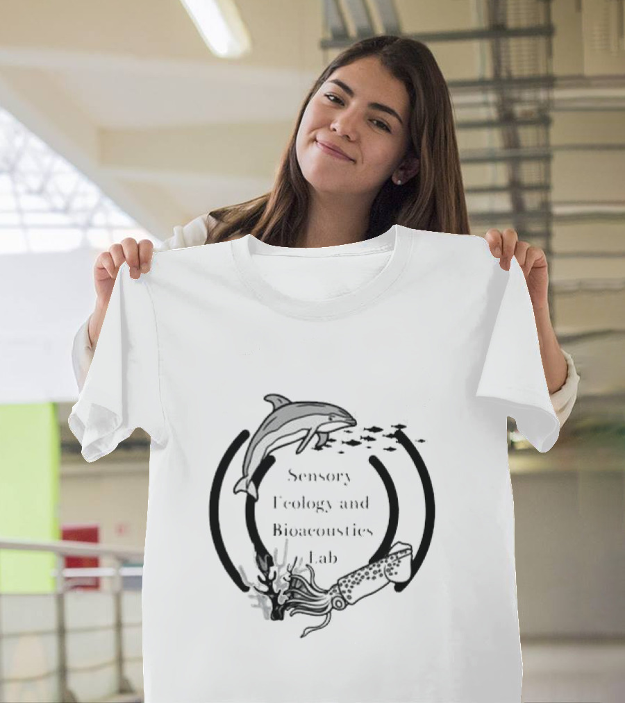 Sensory Ecology And Bioacoustics Lab Research Team Dolphin Squid And Fish Marine Life Study T-Shirt