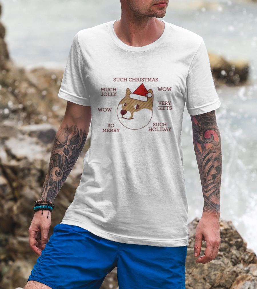 Such Christmas Doge Much Jolly Wow Very Gifts So Merry Such Holiday T-Shirt