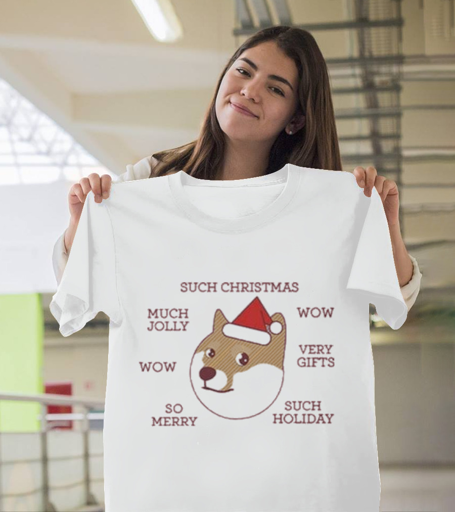 Such Christmas Doge Much Jolly Wow Very Gifts So Merry Such Holiday T-Shirt