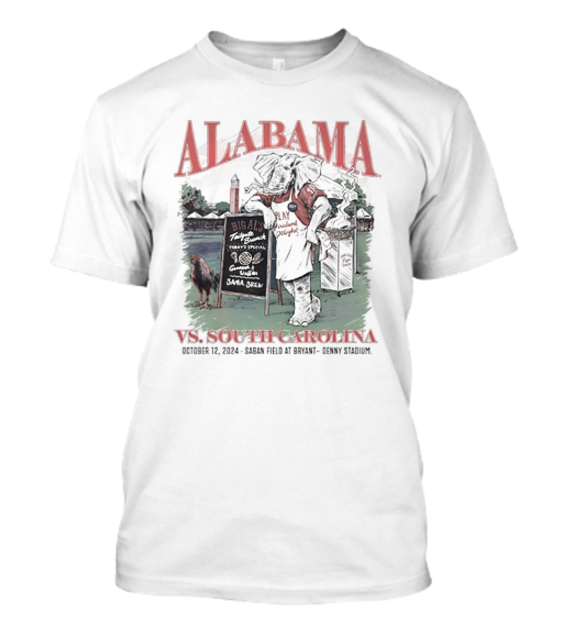 Alabama Crimson Tide Vs South Carolina Gamecocks October 12 2024 Saban Field At Bryant Denny Stadium Big Al Southern Hospitality BBQ T-Shirt