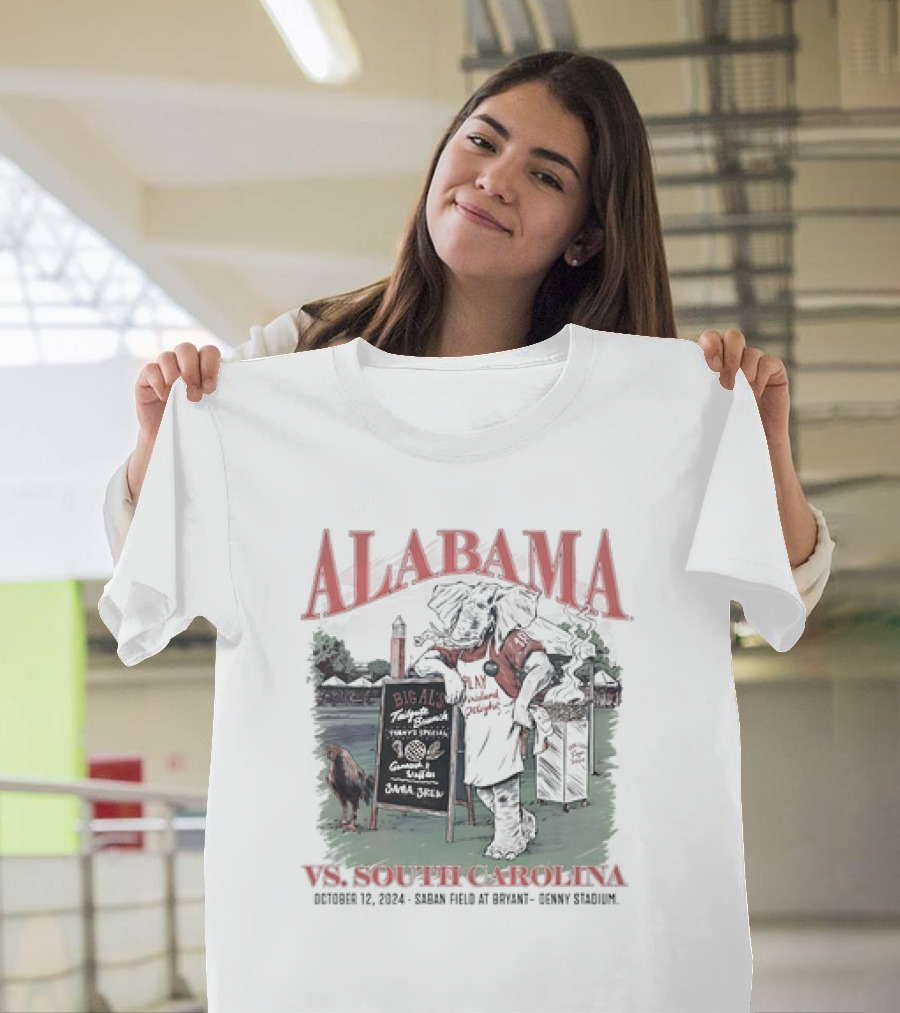 Alabama Crimson Tide Vs South Carolina Gamecocks October 12 2024 Saban Field At Bryant Denny Stadium Big Al Southern Hospitality BBQ T-Shirt
