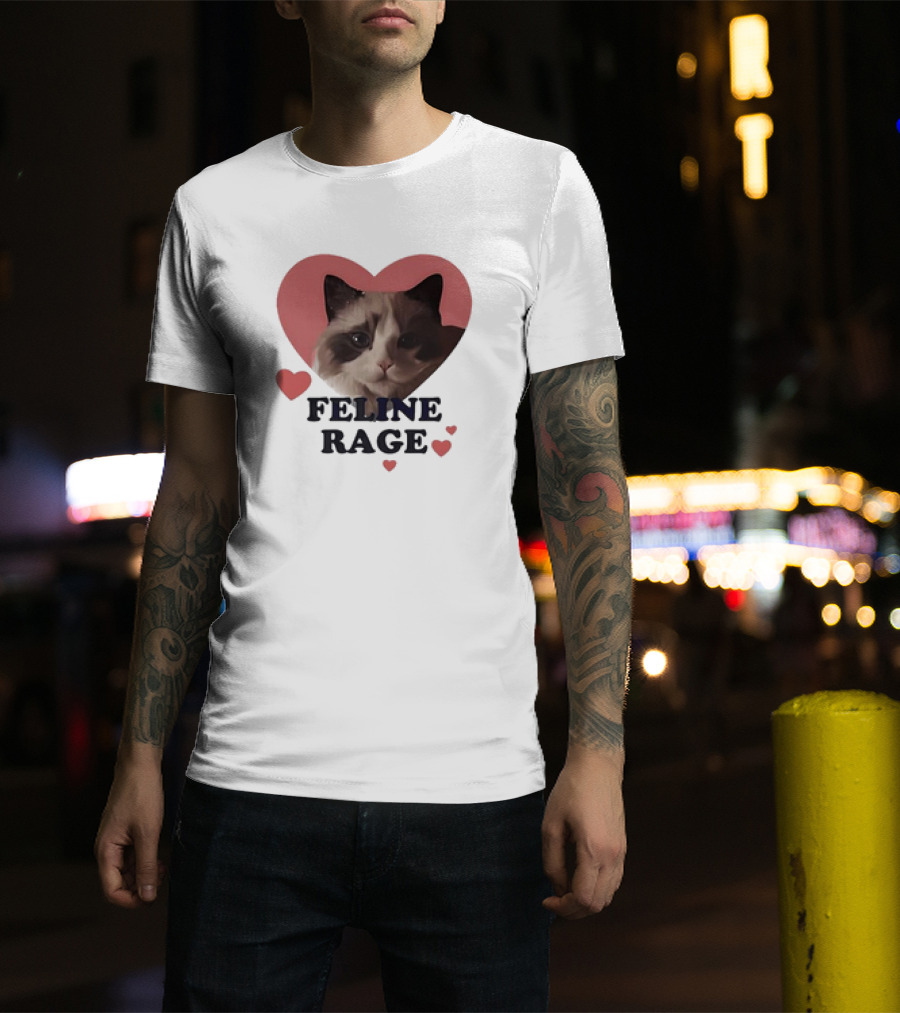 Feline Rage Heart Love Cat T-Shirt