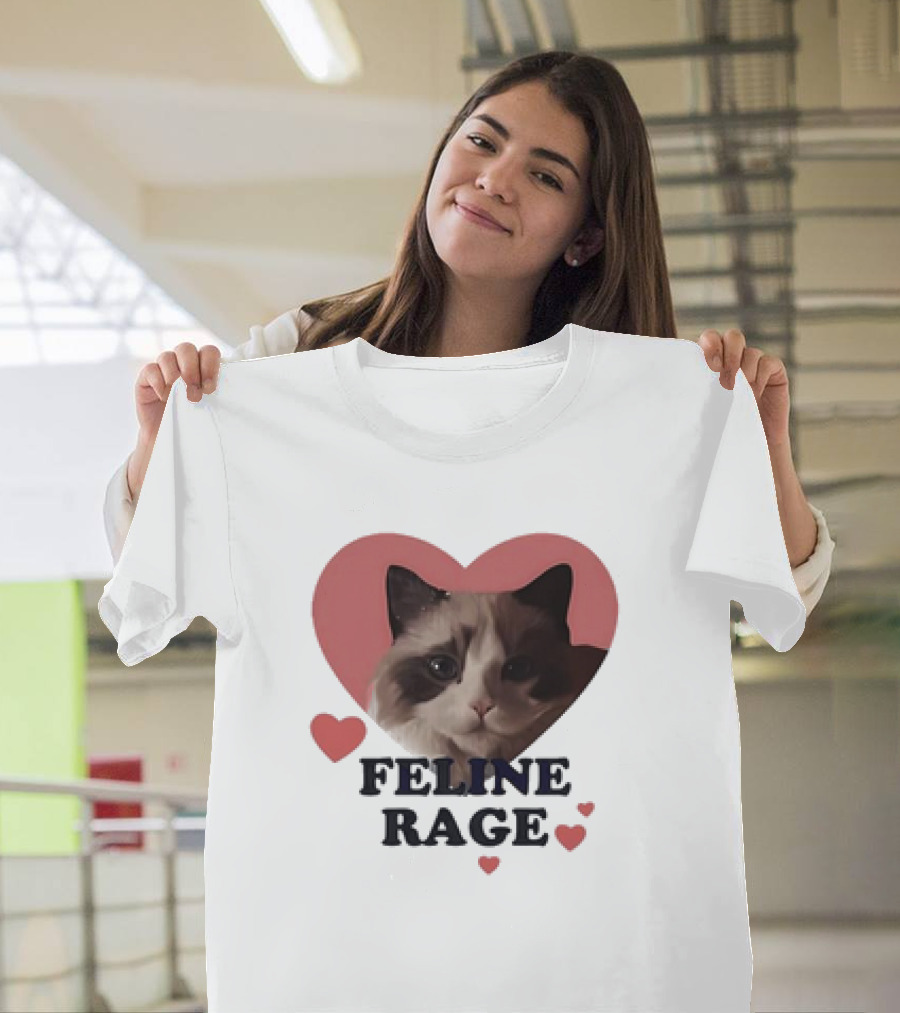 Feline Rage Heart Love Cat T-Shirt