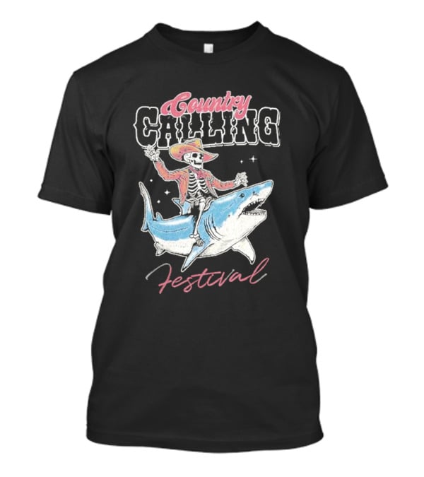 Country Calling Festival Cowboy Shark Skeleton T-Shirt