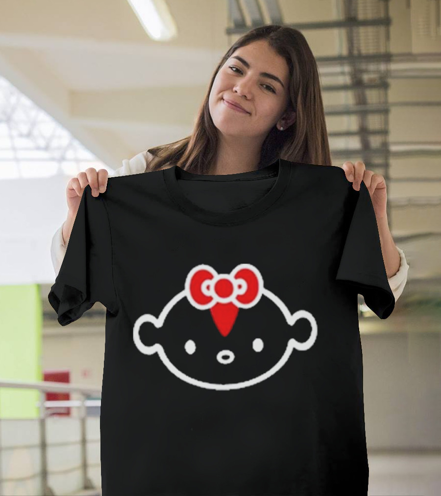 Lil Darkie Hello Darkie Red Bow Cartoon Face T-Shirt