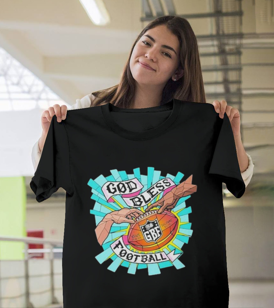 God Bless Football Stained Glass GBF Football Hands Iconic T-Shirt