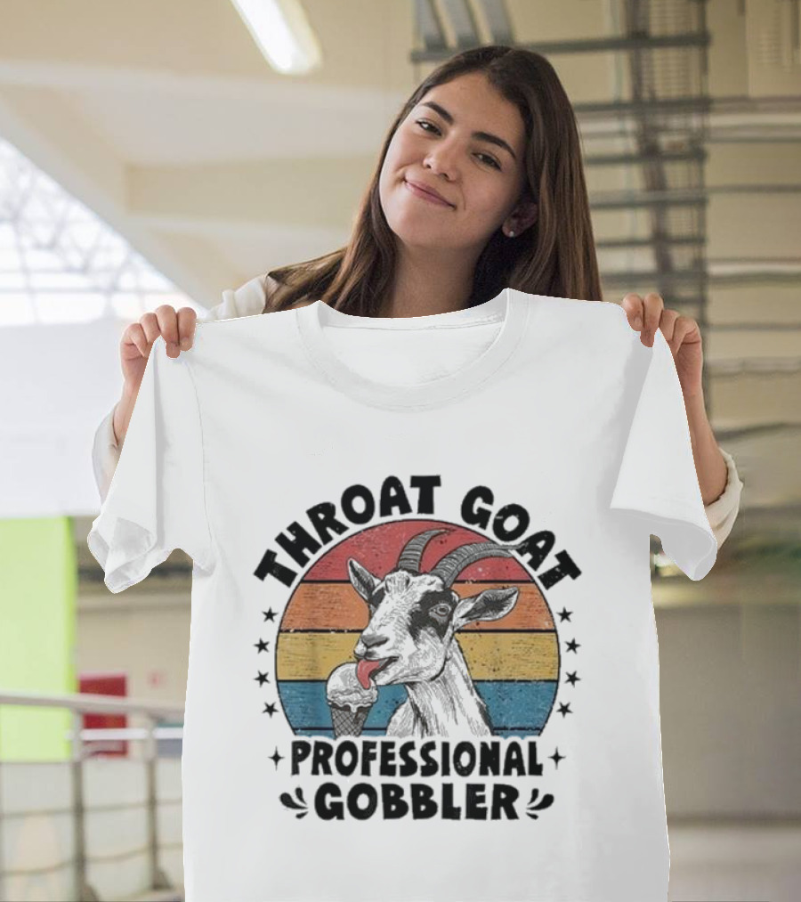 Throat Goat Professional Gobbler Retro Vintage Goat Eating Ice Cream T-Shirt