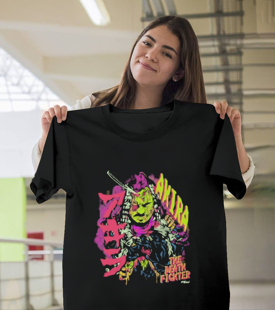 Akira Zombie Samurai Death Fighter in Neon Colors T-Shirt