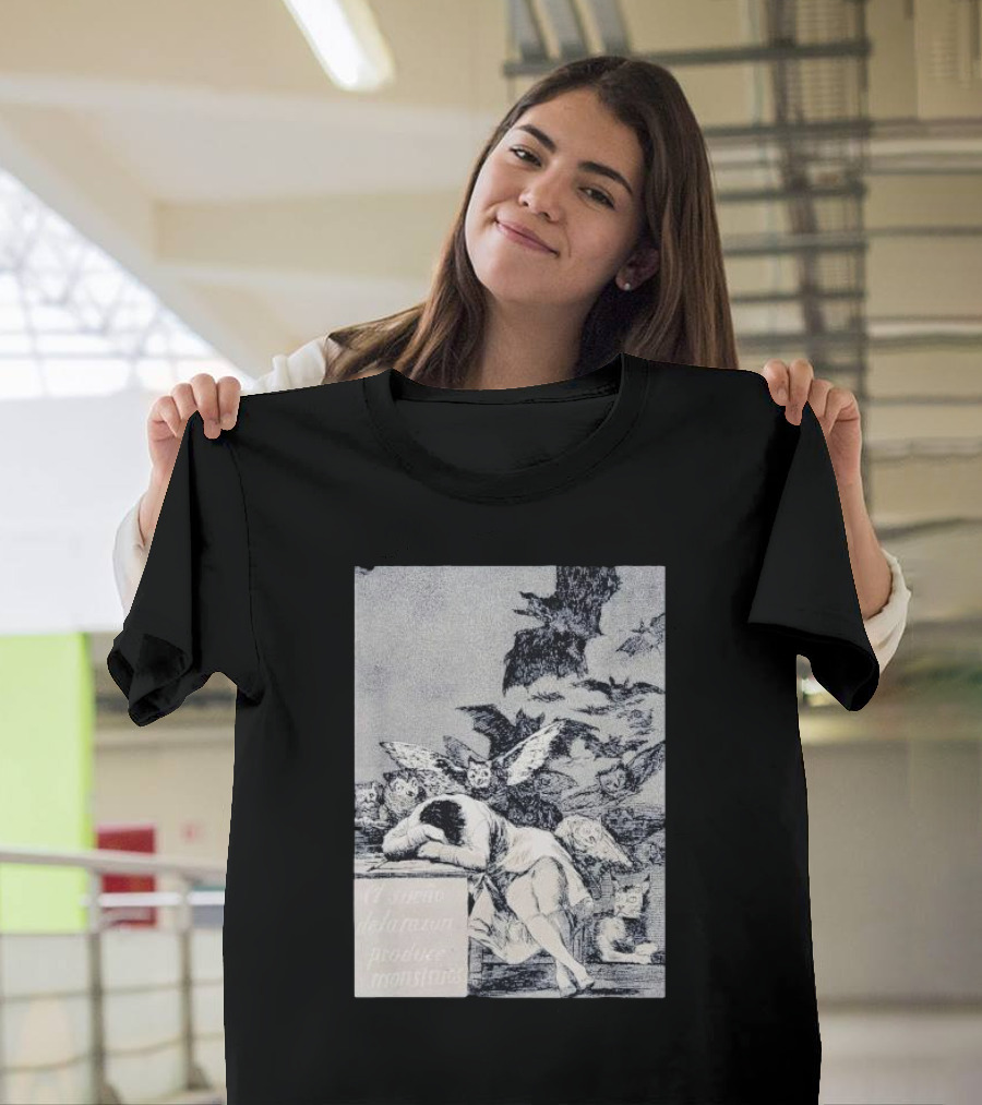 Francisco Goya The Sleep of Reason Produces Monsters Artwork Scene with Bats and Owls T-Shirt