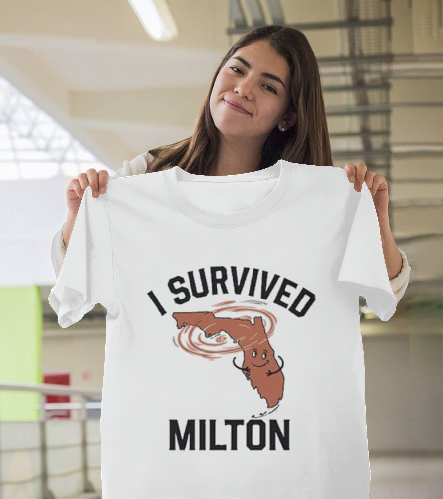 I Survived Milton Florida Super Storm Swirling Cartoon Map T-Shirt