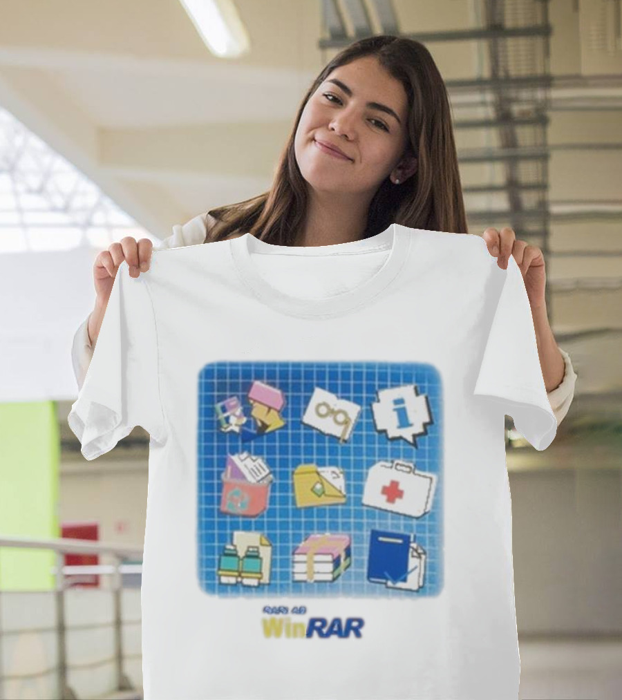 WinRAR Software Update Icon Grid with Colorful Symbols T-Shirt