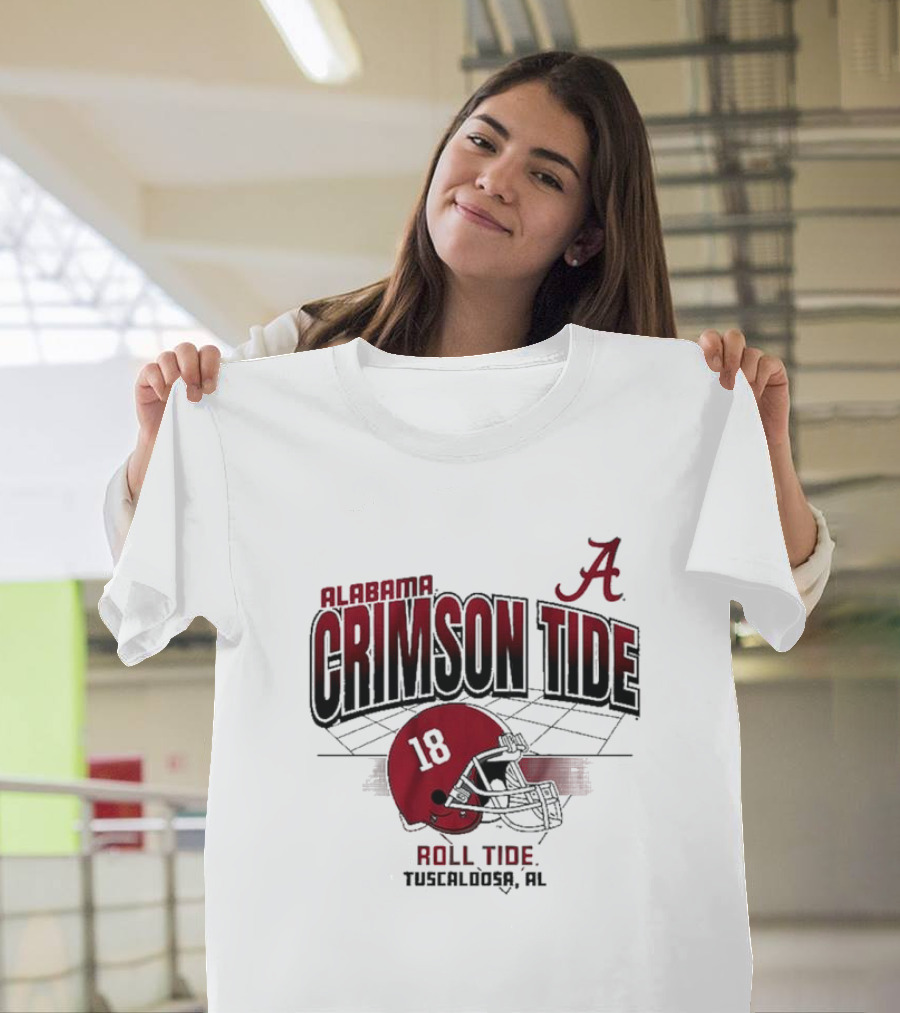 Alabama Crimson Tide Roll Tide Tuscaloosa AL Helmet 18 Football Grid T-Shirt