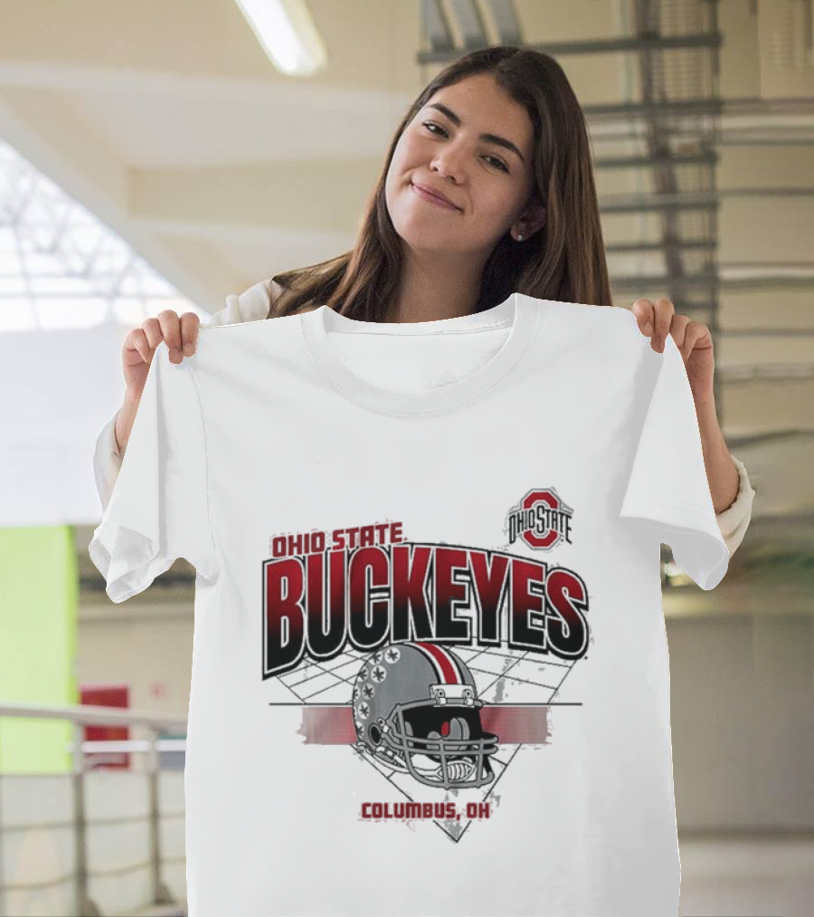 Ohio State Buckeyes Football Helmet Columbus OH Grid T-Shirt