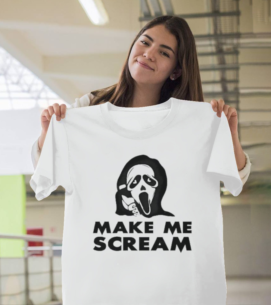 Self Proclaimed Store Ghostface Make Me Scream Horror Mask T-Shirt