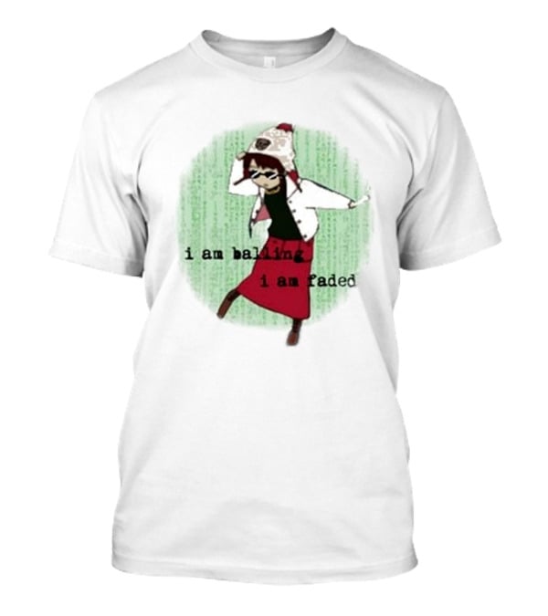 I Am Ballin I Am Faded Lain Dance Pose Glasses Red Skirt Green Background T-Shirt
