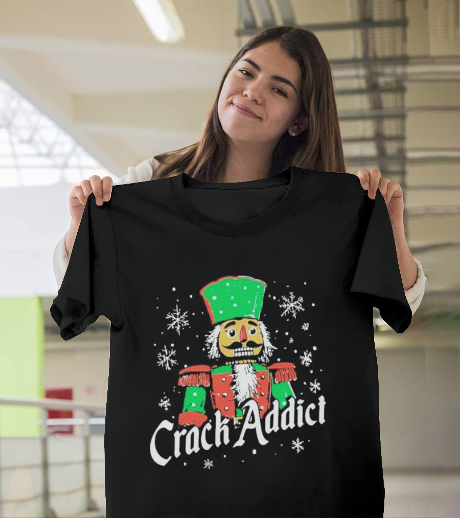 Crack Addict Nutcracker Christmas 2024 Snowflakes T-Shirt