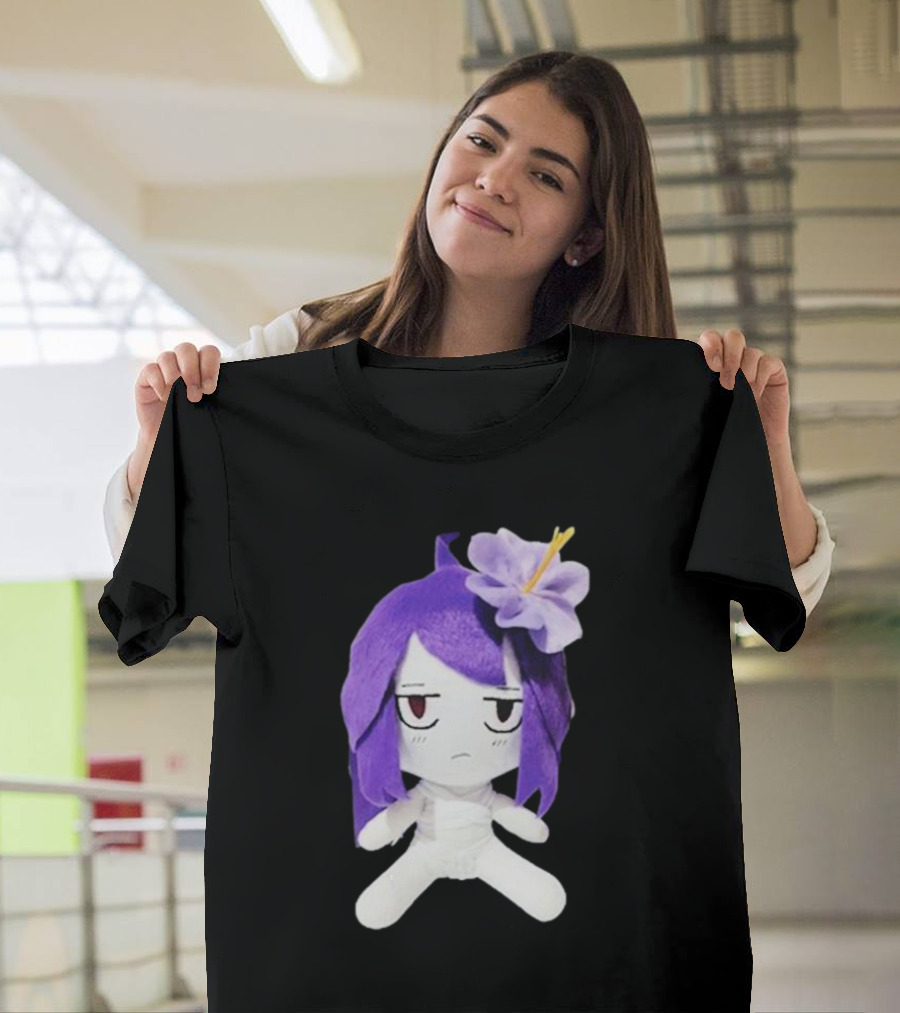 Cynthoni Jvmo Down Right Anime Plush Doll with Purple Hair and Flower T-Shirt