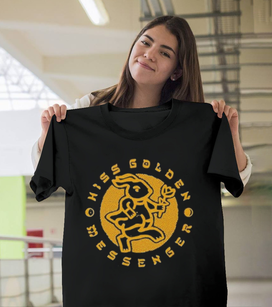 Hiss Golden Messenger Acid Rabbit Yellow Bouncing Hare Holding Flower T-Shirt