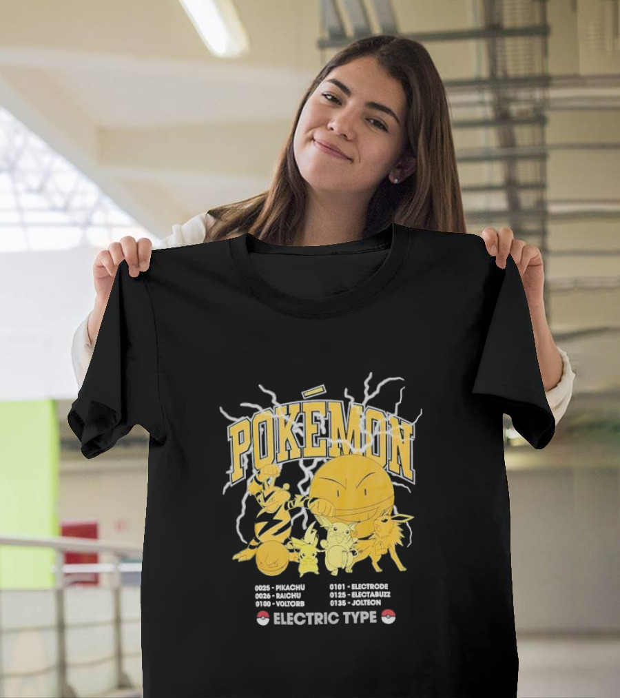 Pokémon Electric Type Pikachu Raichu Voltorb Electrode Electabuzz Jolteon T-Shirt