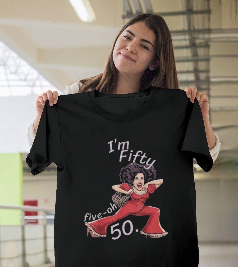 I’m Fifty Five-Oh 50 Leopard Bag Red Outfit Birthday O'Malley Lady T-Shirt