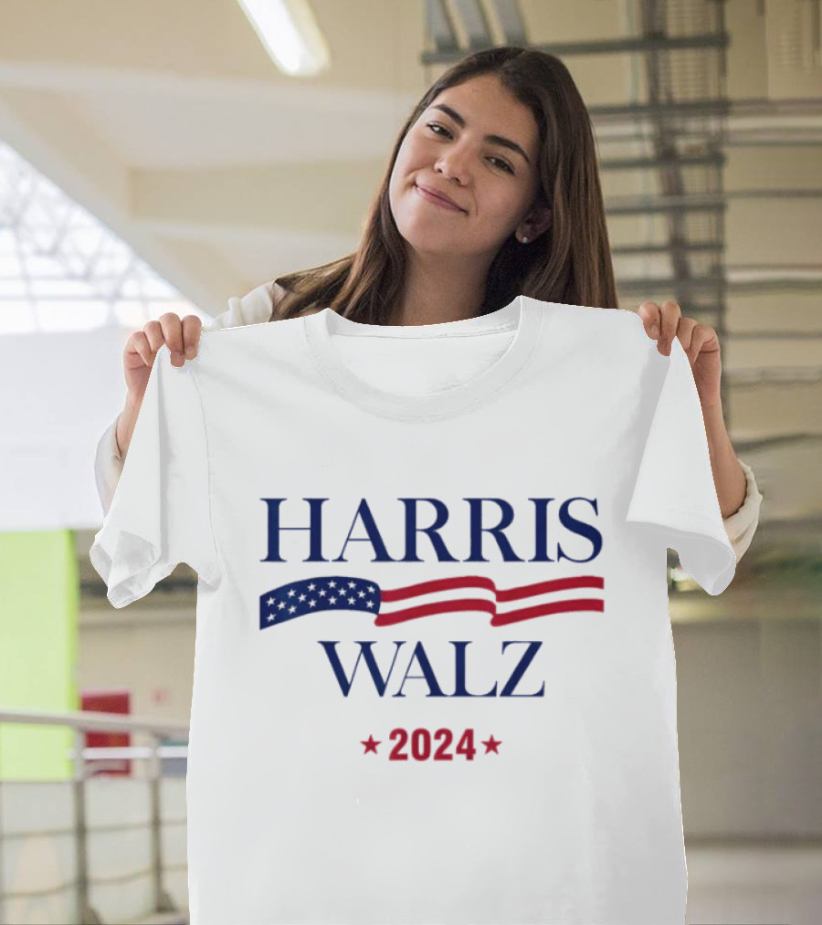 Harris Walz 2024 President USA Flag Kamala Harris Men Women T-Shirt