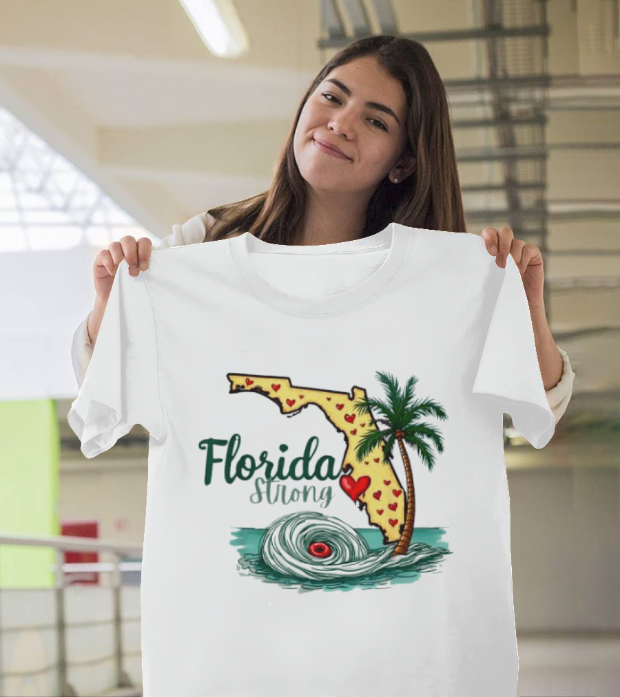 Pray For Tampa Bay Florida Strong Palm Tree Heart Map Hurricane T-Shirt