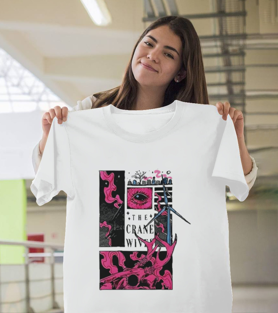 The Crane Wives The Well Pink Skull and Windmill T-Shirt