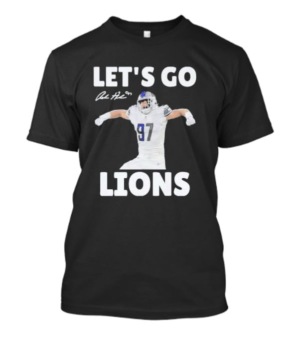 Let's Go Lions Aidan Hutchinson Detroit Lions Signature T-Shirt