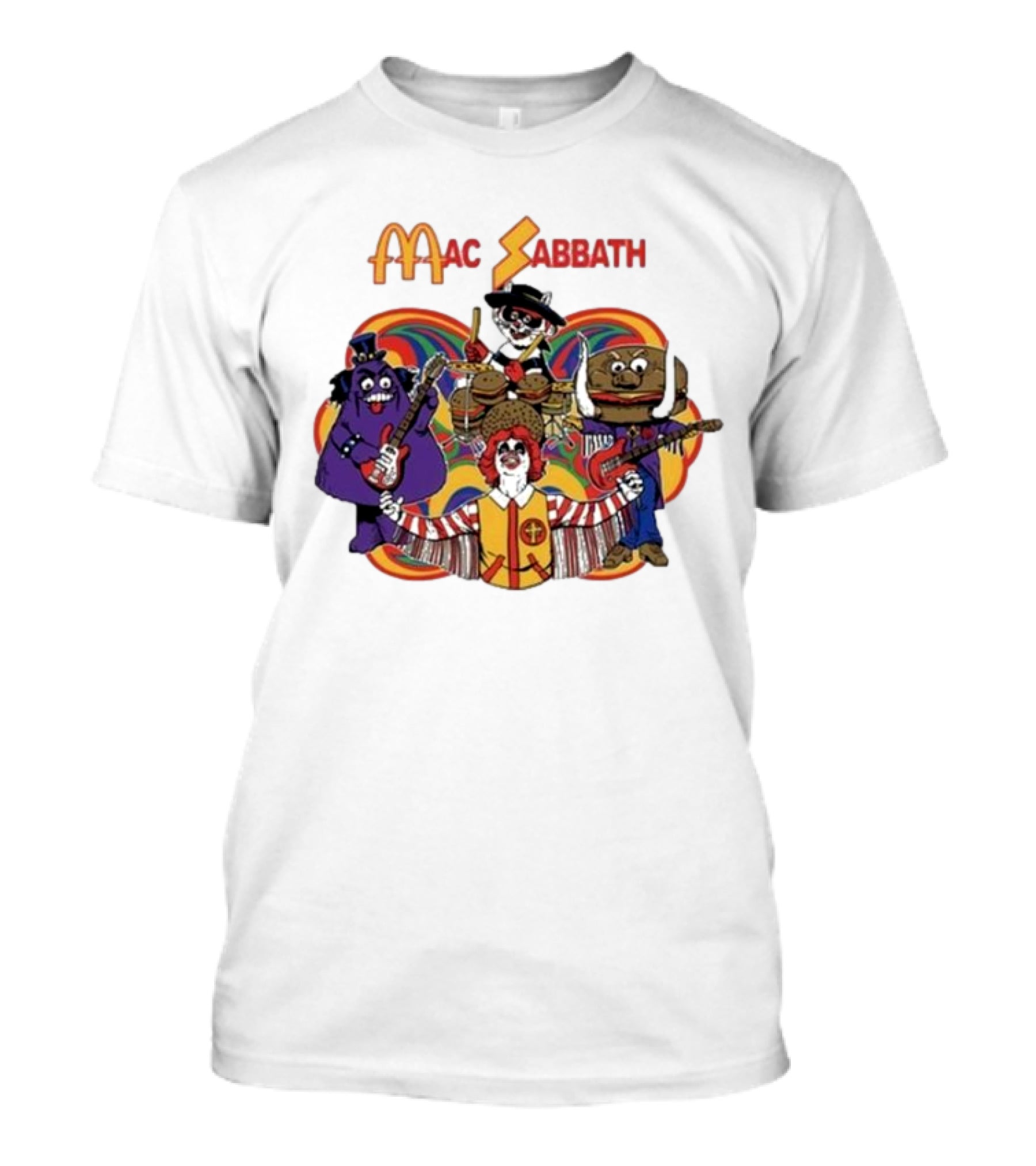 Mac Sabbath Cartoon Band Characters Playing Instruments T-Shirt