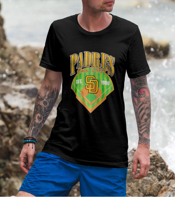 Padres San Diego Est 1969 Home Plate SD T-Shirt