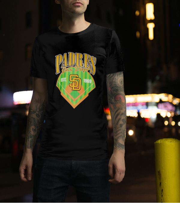 Padres San Diego Est 1969 Home Plate SD T-Shirt