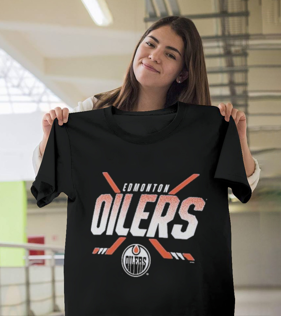 Edmonton Oilers Covert Logo Hockey Sticks NHL Team T-Shirt