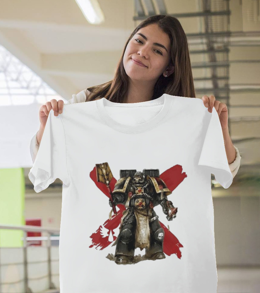 Blood Angels Joytoy Warhammer Space Marine with Red Wings Background T-Shirt