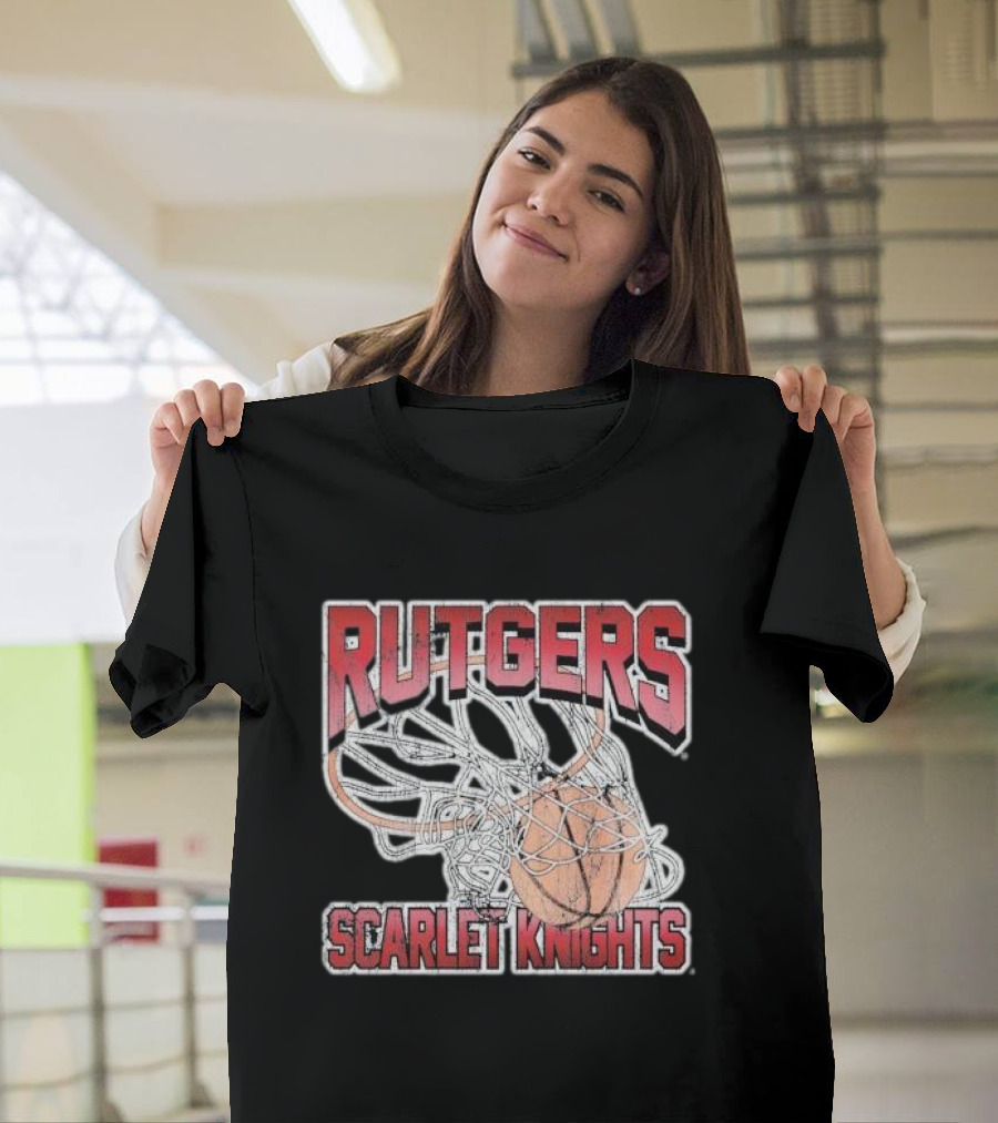 Rutgers Scarlet Knights Basketball Net and Ball T-Shirt
