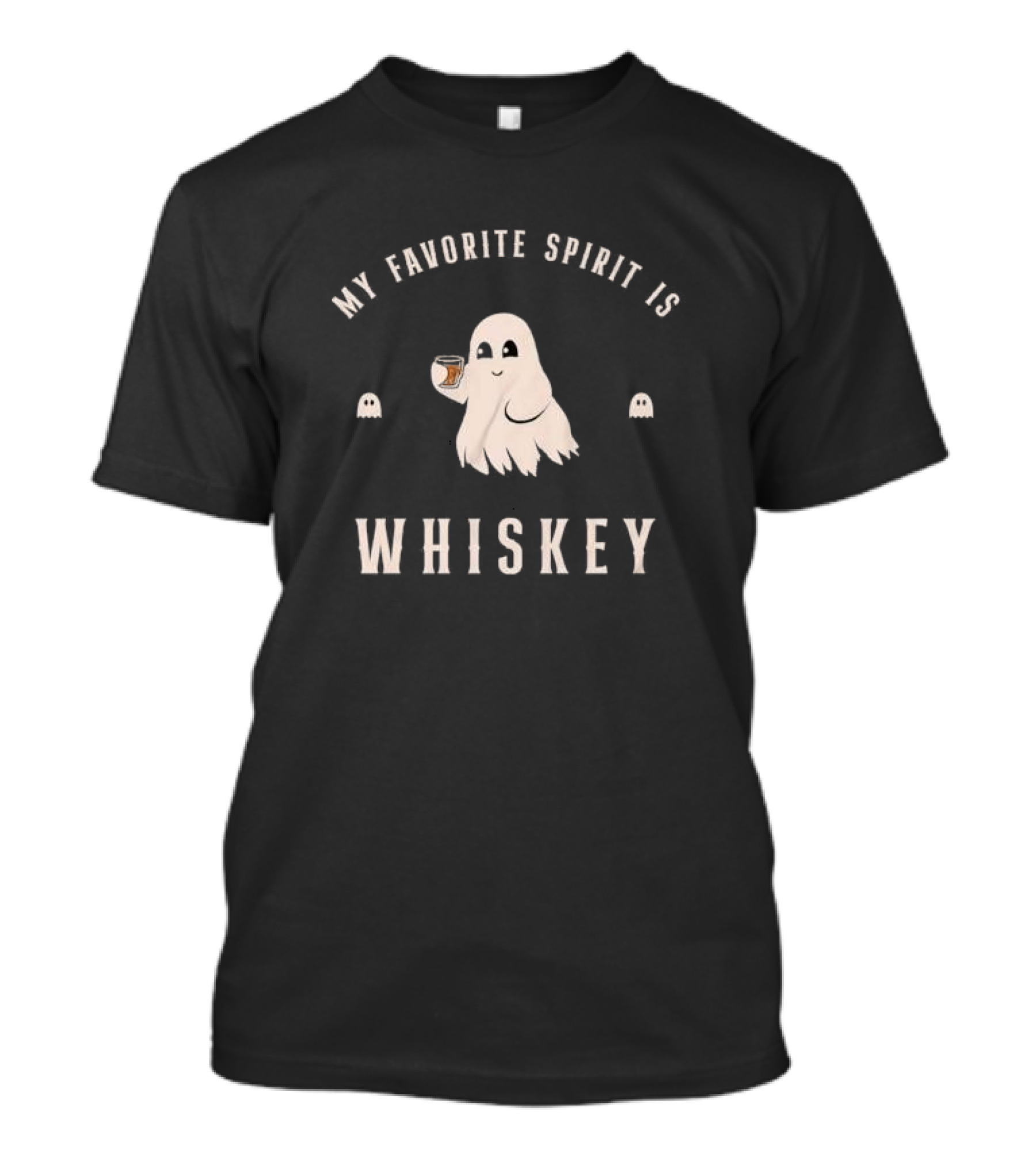 My Favorite Spirit Is Whiskey Ghost Holding Glass T-Shirt