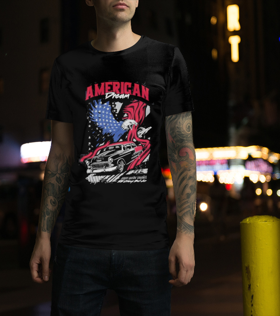American Dream Eagle With Classic Chevy And Stars T-Shirt