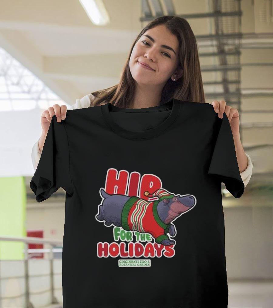 Hip For The Holidays Cincinnati Zoo And Botanical Garden 2024 Christmas Hippo T-Shirt