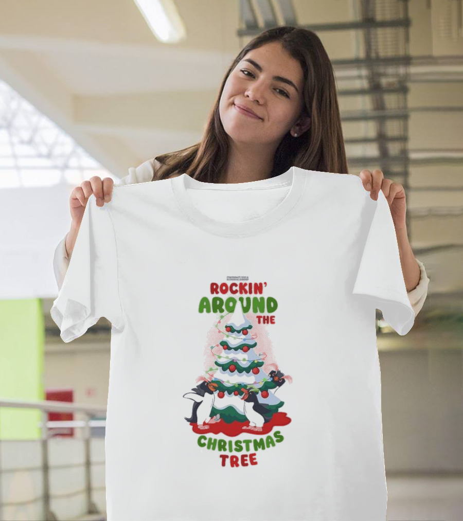 Rockin’ Around The Christmas Tree Cincinnati 2024 Penguins Dancing Holiday Scene T-Shirt