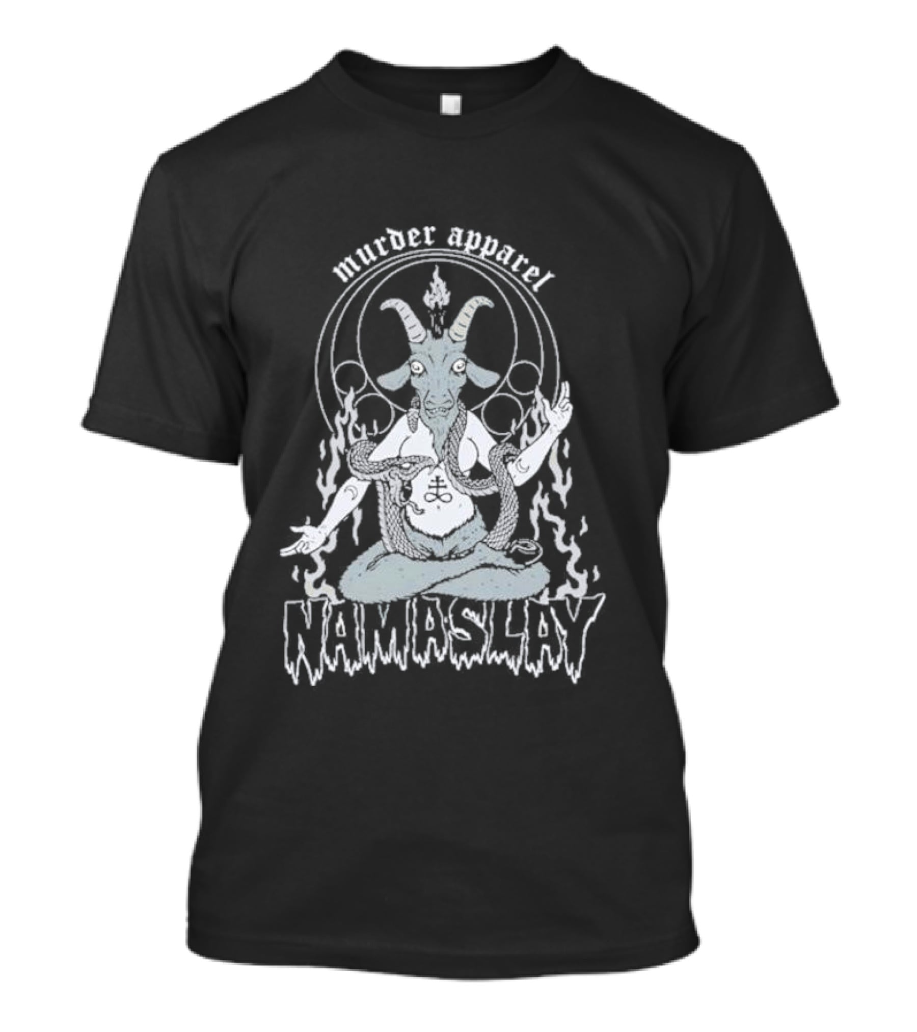 Murder Apparel Namaslay Goat Meditation With Fire And Serpent T-Shirt