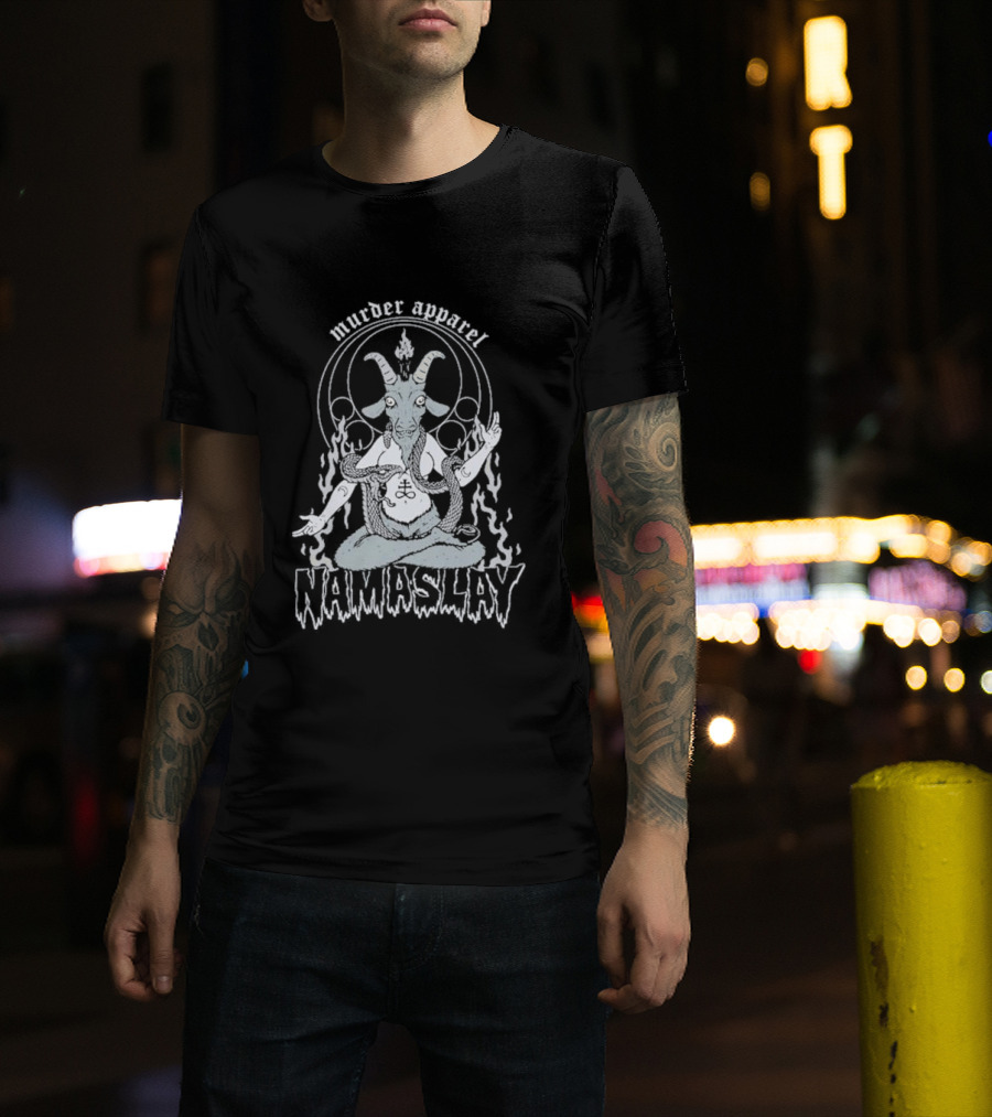 Murder Apparel Namaslay Goat Meditation With Fire And Serpent T-Shirt