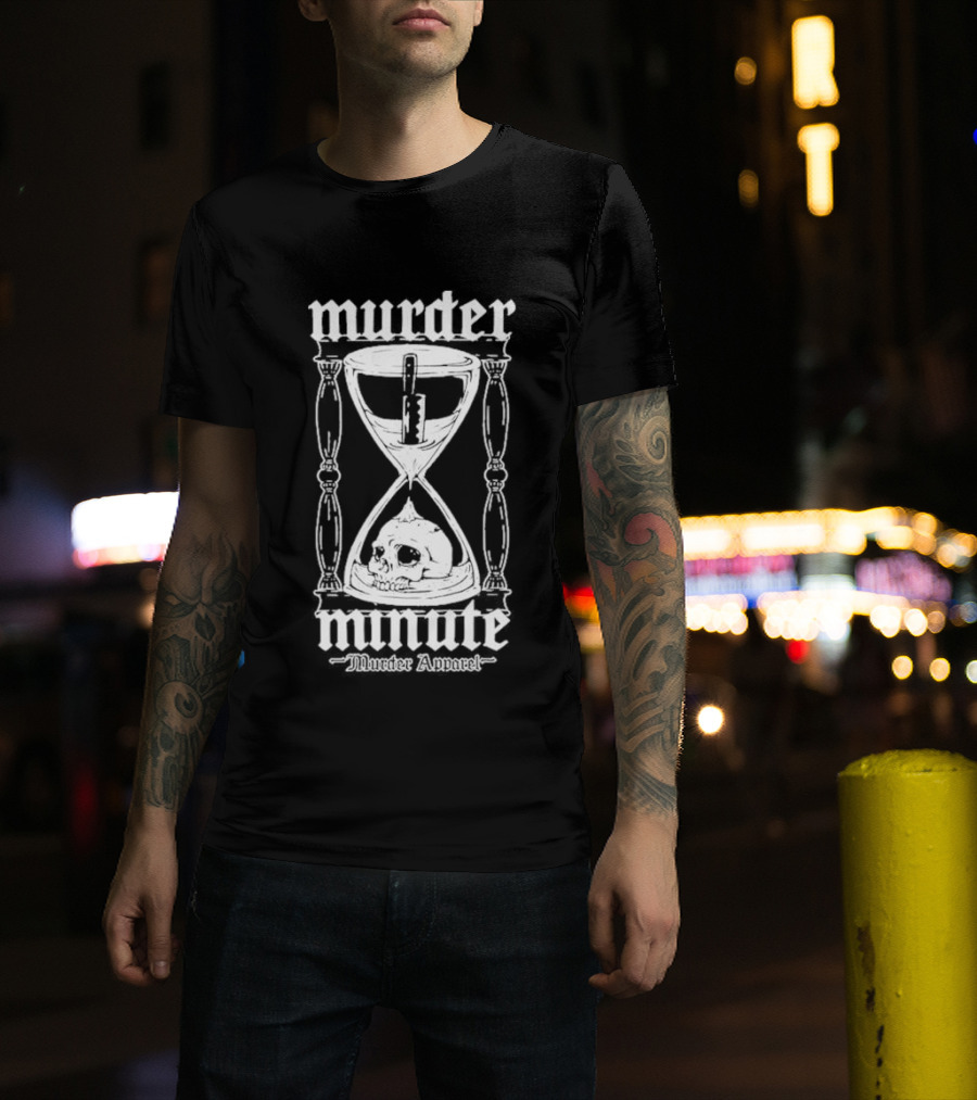 Murder Minute Hourglass Skull Murder T-Shirt
