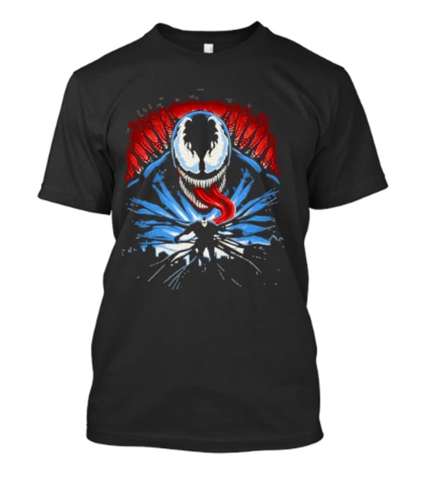Venom Anti Hero Symbiote Red And Blue Cityscape Iconic T-Shirt