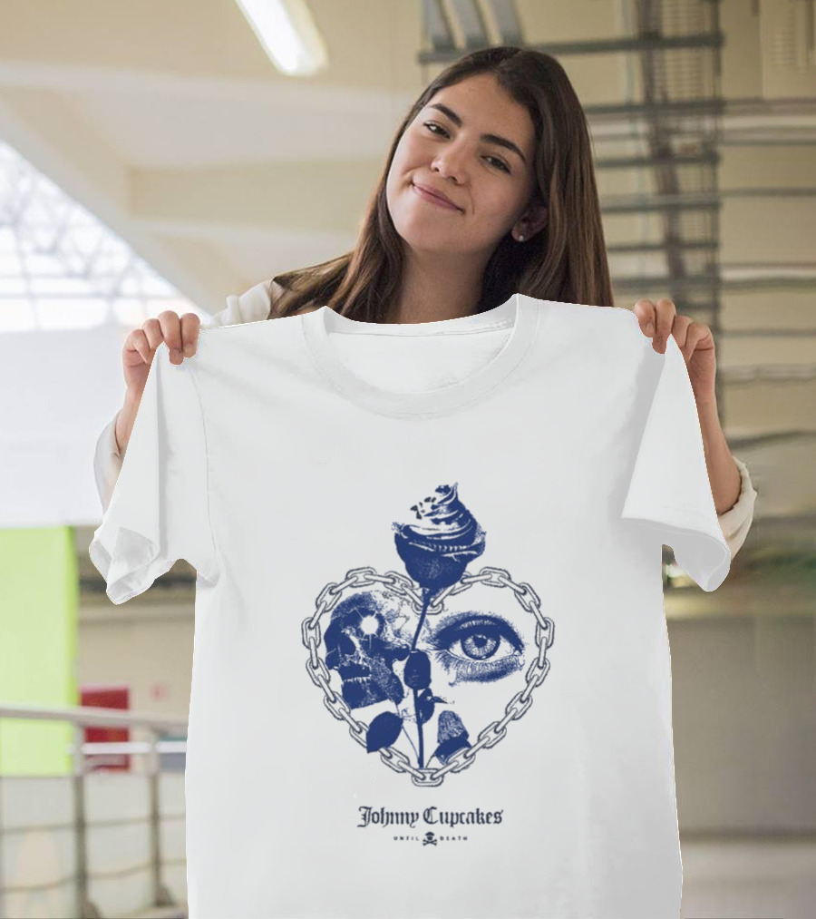 Johnny Cupcakes Heart Chain Skull Eye Rose Until Death T-Shirt