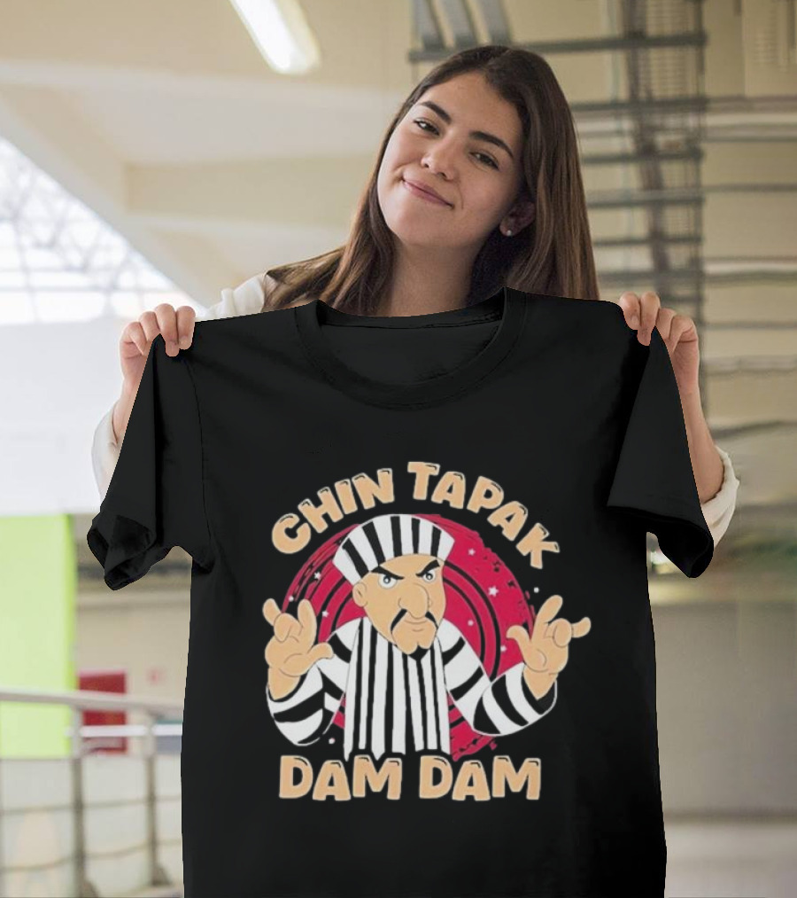 Chin Tapak Dam Dam Cartoon Villain With Stripes And Stars T-Shirt