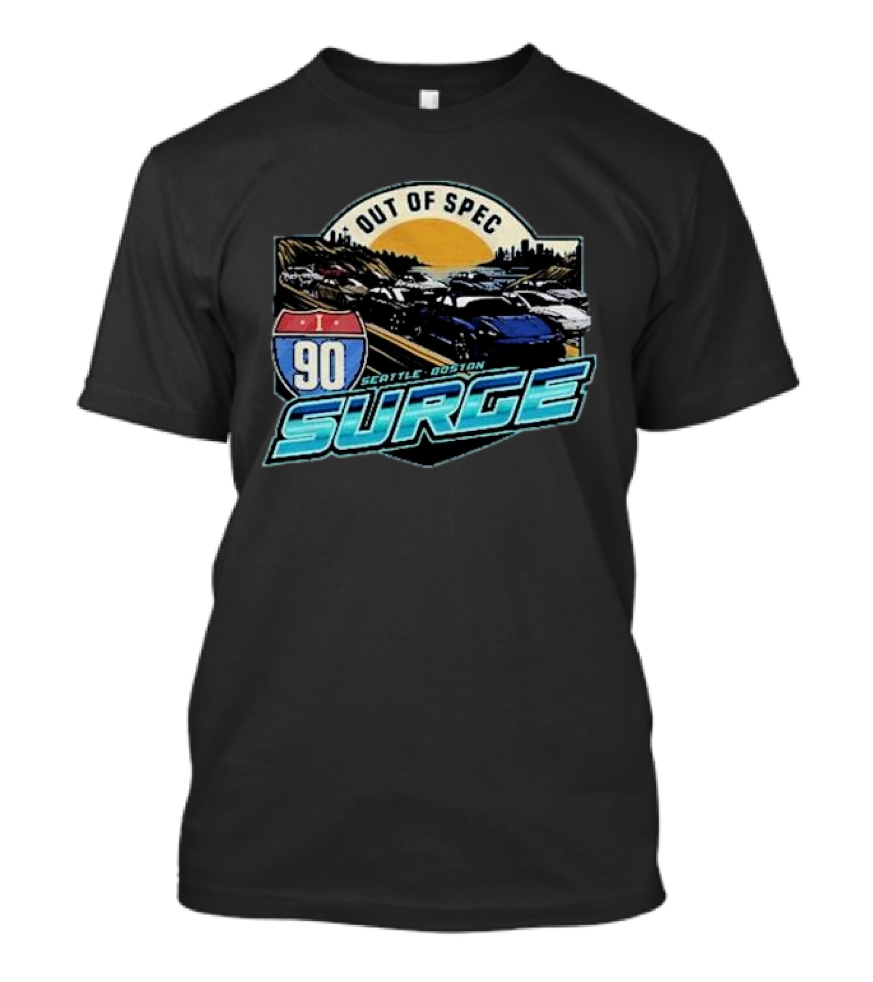 I-90 Surge Out Of Spec Seattle Boston Highway Traffic Scene T-Shirt
