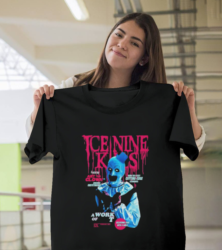 Ice Nine Kills Featuring Art the Clown Cutting Edge a Work of T IX Delivering Cake with a Smile T-Shirt