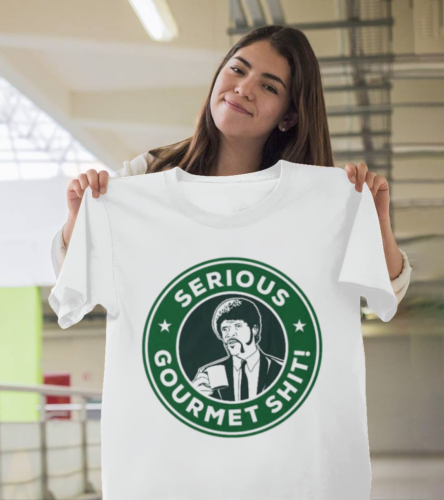 Serious Gourmet Shit Coffee Cup Meme Green Circle Emblem T-Shirt