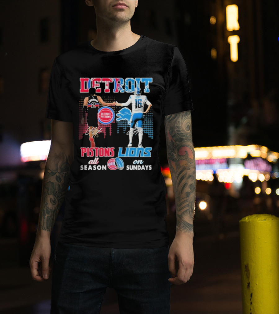 Detroit Pistons Lions All Season On Sundays T-Shirt